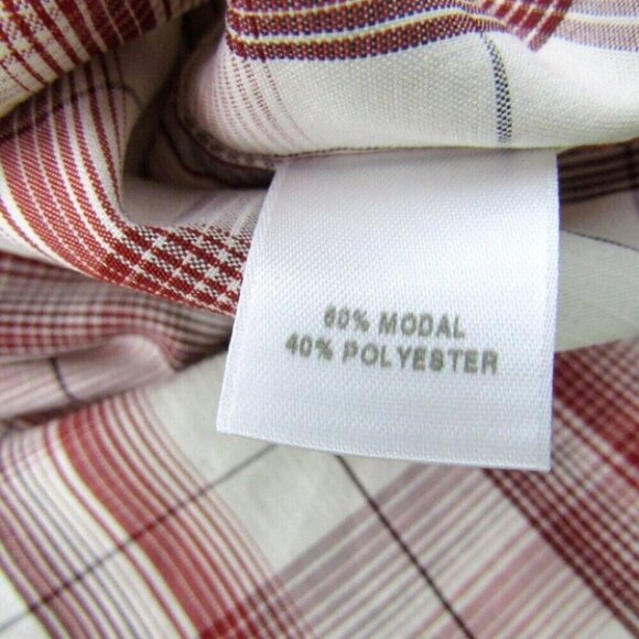 Solaris Ivory Rust Plaid Button Front Shirt Mens Size M Hiking Long Sleeve - Picture 8 of 11